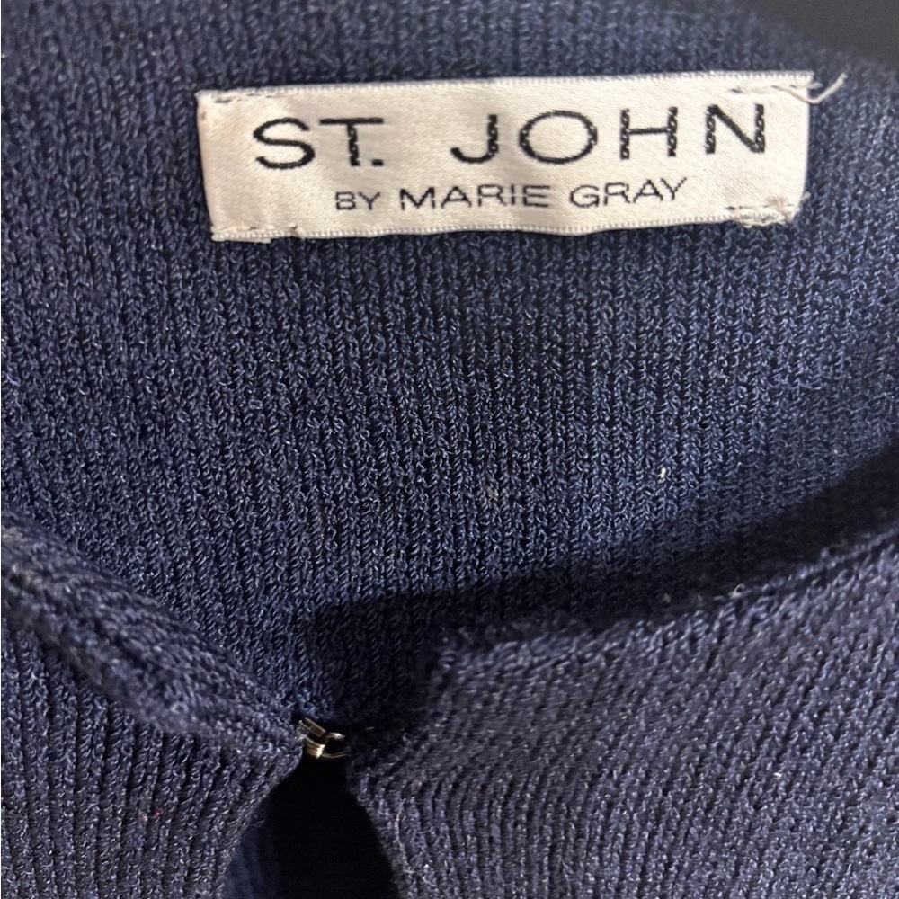 EUC St. John Navy Santana Knit Open Cardigan - Sz 14 - Picture 5 of 6